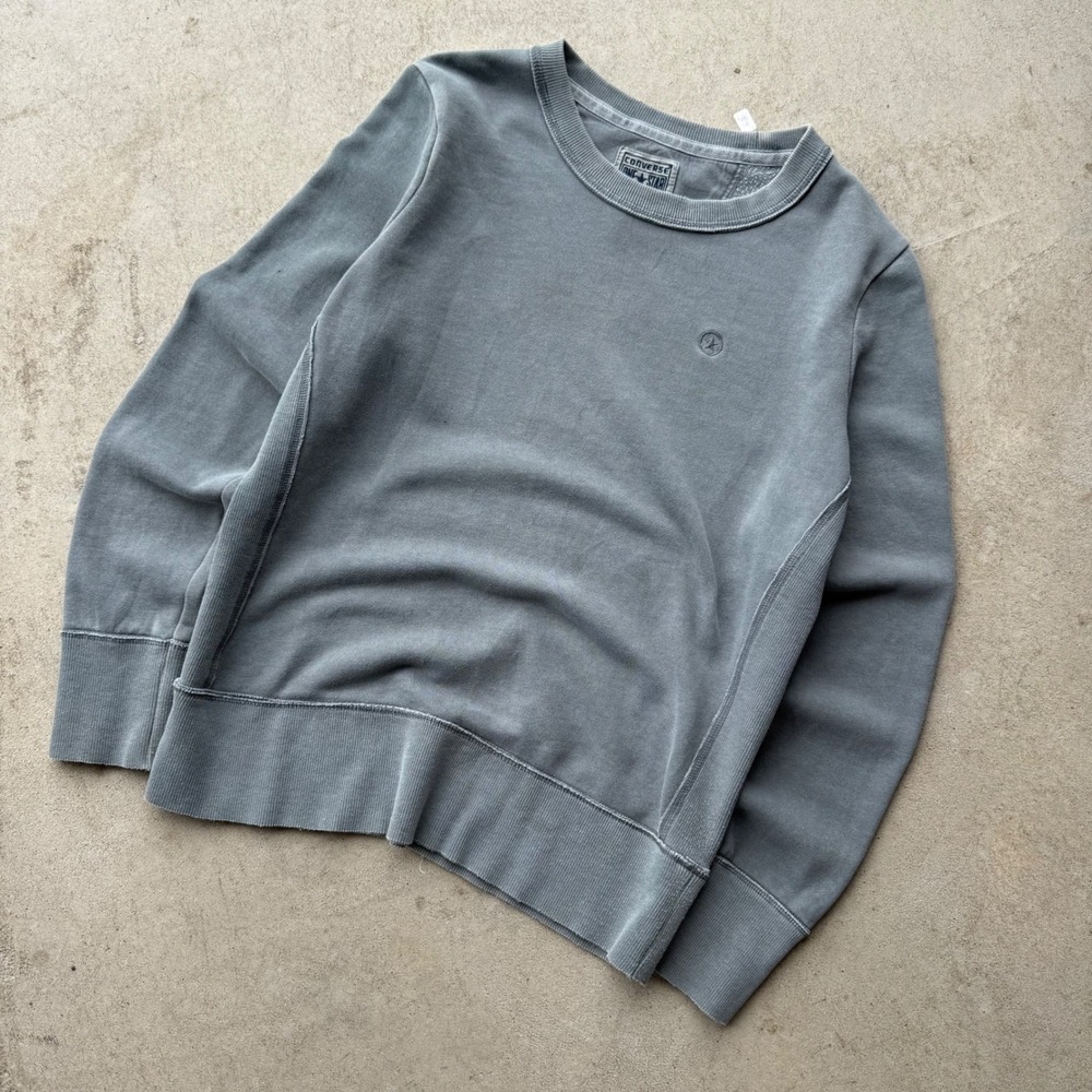 Y2K Mens Converse One Star Crewneck Sweatshirt Vintage Grey Streetwear Large